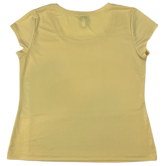 CHICO’S Shimmer Dot Yellow Cap Sleeve Top Size 1 (Medium) - Picture 2 of 9